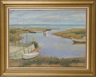 null Jean AUFORT (1898-1988)
Vue du Bassin
Huile sur toile signée en bas à droite.
46...