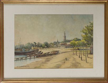 null Henri d'HAUTERIVE (XIXe/XXe)
Vues du Bassin
Deux aquarelles en pendant signées.
30...