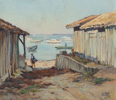 null Louis-Marius GUEIT (1877-1956)
Bassin d'Arcachon, quartier ostréicole, 1943
Huile...
