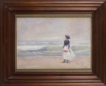 null Pierre-Victor-Louis VIGNAL (1855-1925)
Jeune femme se promenant sur la plage,...