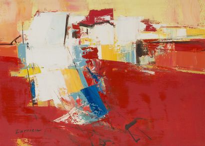 null Gaston LARRIEU (1908-1983)
Composition sur fond rouge
Huile sur toile, signée...