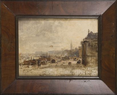 null Attribué à Maxime LALANNE (1827-1886)
Port de Bordeaux vu de la Bourse,
Bordeaux...