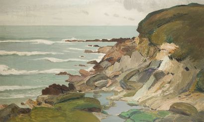null Roger MATHIAS (1884-1971)
Littoral escarpé, Pays Basque, 1936
Peinture sur panneau,...
