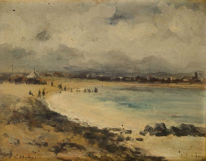 null Matin Léonce CHABRY (1832-1882)
Baie de Saint Jean-de-Luz, temps brumeux, 1874
Huile...