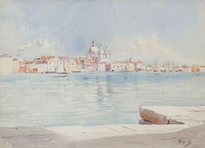 null Pierre-Victor-Louis VIGNAL (1855-1925)
Venise, la Salute
Aquarelle signée en...