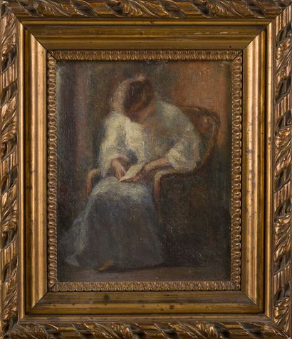 null Émile BRUNET (1869-1943)
La liseuse
Portrait présumé de l'épouse du peintre.
Huile...
