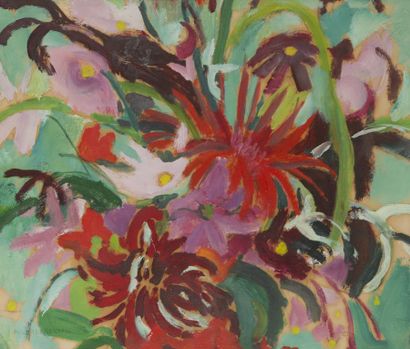 null Mildred BENDALL (1891-1977)
Fleurs rouges
Gouache sur papier, signée en bas...