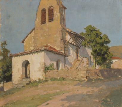 null François-Maurice ROGANEAU (1883-1973)
Église de Cibitz
Huile sur panneau signé...