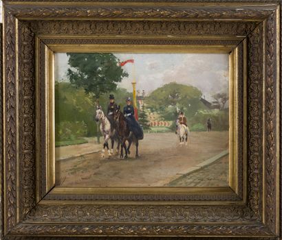 null Daniel TARDIEU (1861-1928)
La promenade à cheval
Huile sur toile signée en bas...