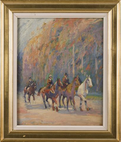 null Attribué à Daniel TARDIEU (1861-1928)
Promenade à cheval
Huile sur toile.
44...