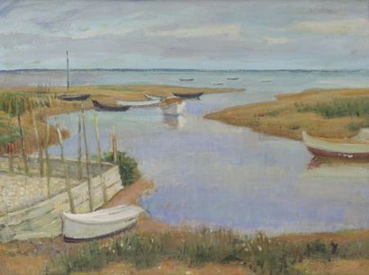 null Jean AUFORT (1898-1988)
Vue du Bassin
Huile sur toile signée en bas à droite.
46...