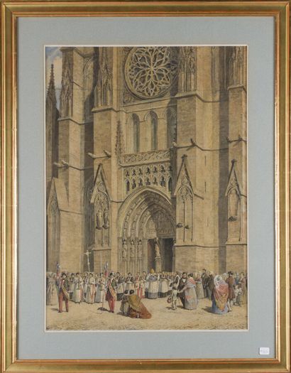 null Pierre BRUN (Bordeaux, 1764-1856)
Departure of a procession in Saint-André
Pencil,...