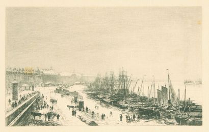 null Maxime LALANNE (1827-1886)
Rade de Bordeaux under the snow
Etching. Very nice...