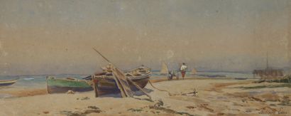 null Philippe LONG (1872-1950)
Retour de pêche à Gujan-Mestras
Aquarelle signée en...