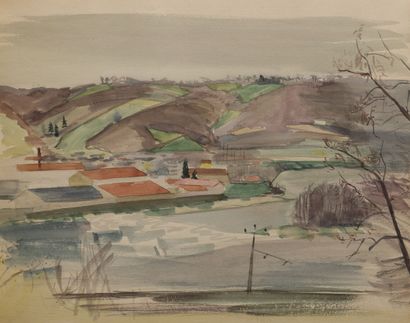 null Anny FOURTINA (1912-1967)
Etudes de paysages
Carnet de 40 dessins au crayon,...