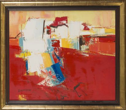 null Gaston LARRIEU (1908-1983)
Composition sur fond rouge
Huile sur toile, signée...