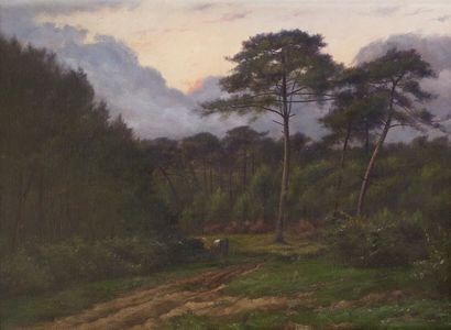 null Alfred de LA ROCCA (Macau, 1855-Bordeaux, 1919)
Entrée de la forêt de Biscarosse
Huile...