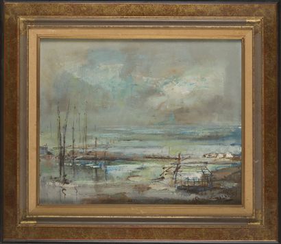 null Pierre MALRIEUX (1920-2022)
Vu du Bassin d'Arcachon
Huile sur toile signée en...