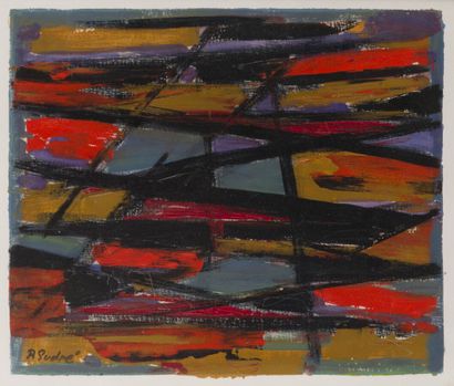 null Pierre SUDRÉ (1910-1976)
Abstraction au vitrail
Technique mixte sur papier signé...