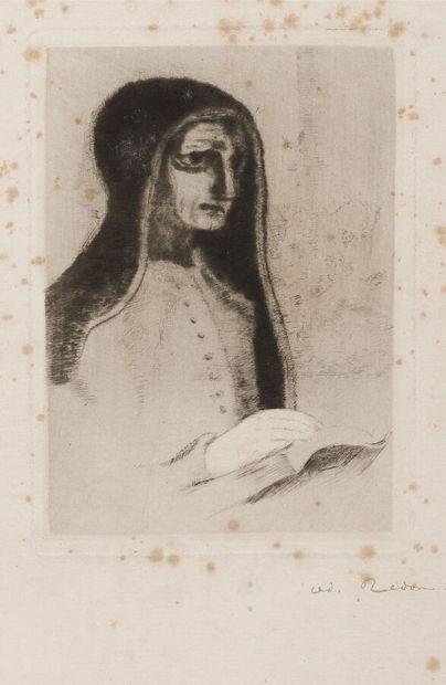 null Odilon REDON (1840-1916)
Sainte Thérèse ou Le Livre. 1892.
Pointe sèche, signature...