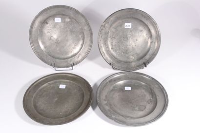 null BORDEAUX - Four various plates with molded edge, punches of Pierre COUSTANS,...