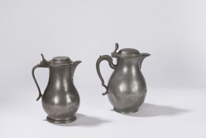 Two baluster jugs with spout, hallmarks of...
