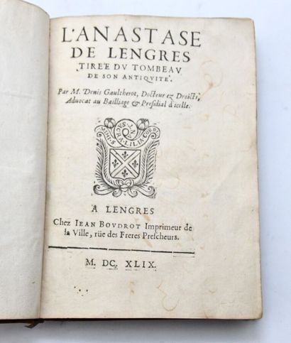 null Langres - Haute-Marne - Gaulois
GAULTHEROT (Denis)
L'Anastase de Lengres tirée...