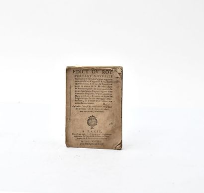 null [NUMISMATICS - SILVER - SILVERWARE]
Edict of the King bearing new manufacture...