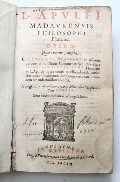 null APULÉE
L. Apulei Madaurensis philosophi Platonici Opera Lugduni, Degabiano &...