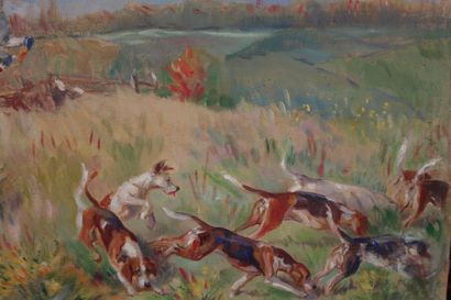 null Odette DURAND (1885-1972) known as DETT

"Hunting in the surroundings of Pau".

Oil...