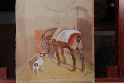 null Odette DURAND (1885-1972) known as DETT

"The pony car"

Watercolor on cardboard...