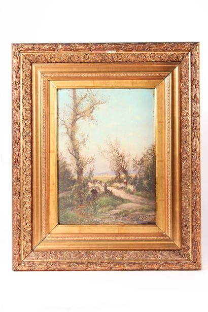 null A. GITTARD (1832-1904)

"Landscape with a bridge

Oil on panel signed lower...
