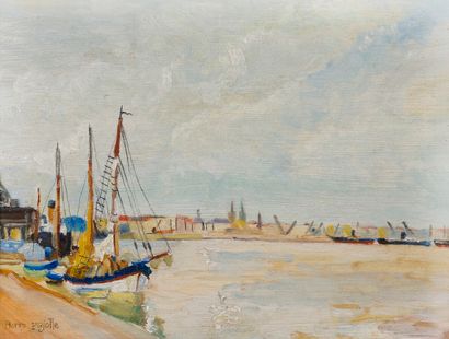 null Pierre PUJOLLE

"Port of Bordeaux".

Oil on panel, signed lower left

30,5 x...
