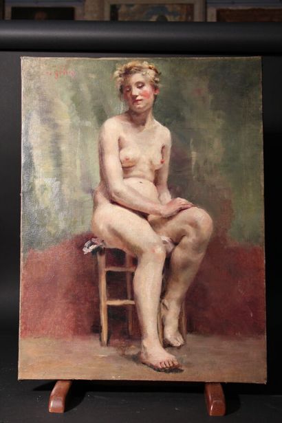 null DE GELAS 

"Seated model"

Oil on canvas, signed upper left

60,5 x 45,5

(Scratches,...