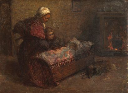 null Leon BELLEMONT (1866-1961)

"Around the cradle"

Oil on canvas, signed lower...