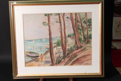 null Roger-Georges DECAUX (XIXth)

"Animated coastline".

Gouache and watercolor...
