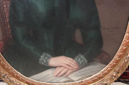 null Claire MASSON (XIXth)

"Young girl with a score", 1848

Oval pastel signed in...