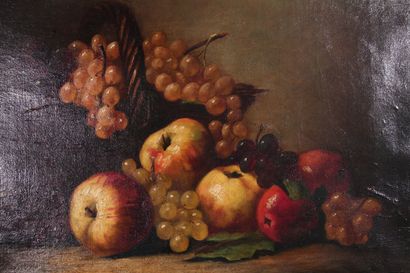 null School End of XIXth century

"Composition with apples and grapes

Oil on canvas

46...