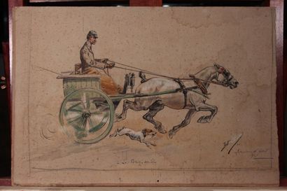 null Odette DURAND (1885-1972) known as DETT

"The pony car"

Watercolor on cardboard...