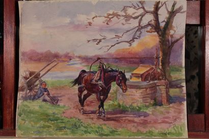 null Odette DURAND (1885-1972) dite DETT

"Portrait de cheval"

Dessin à l'aquarelle...