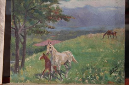 null Odette DURAND (1885-1972) dite DETT

"Études de chevaux"

Ensemble de 5 huiles...