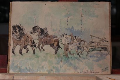 null Odette DURAND (1885-1972) known as DETT

"Studies of horses

Set of 7 watercolors

Between...