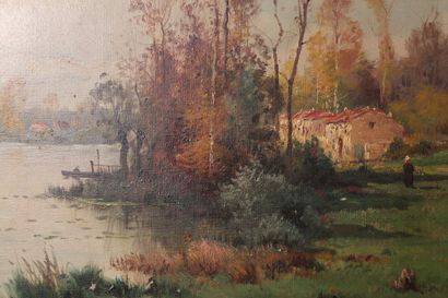 null Daniel DUCHEMIN (1866-1930)

"Paysage fluvial"

Huile sur toile signée en bas...