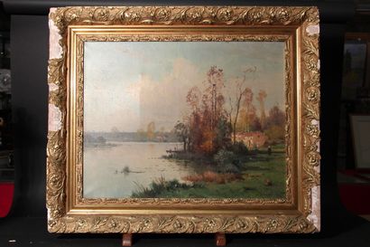 null Daniel DUCHEMIN (1866-1930)

"Paysage fluvial"

Huile sur toile signée en bas...