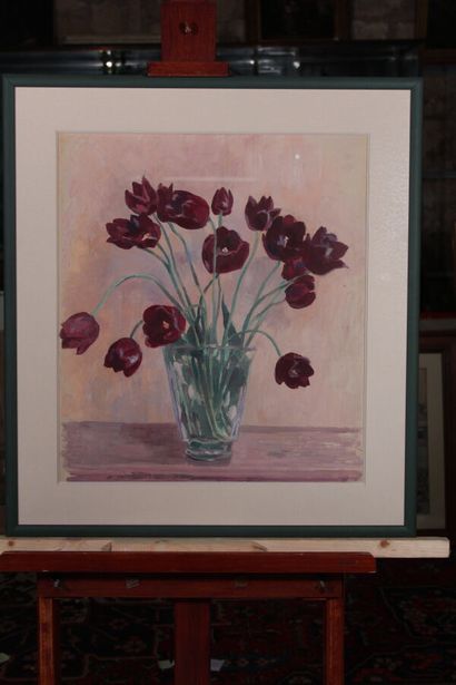 null Odette DURAND (1885-1972) known as DETT

"Bouquet of tulips

Gouache on paper

Dim....