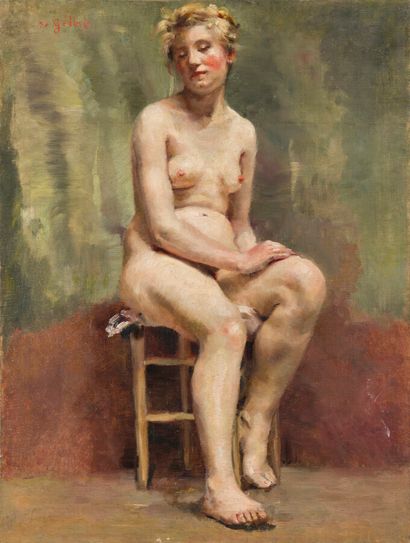 null DE GELAS 

"Seated model"

Oil on canvas, signed upper left

60,5 x 45,5

(Scratches,...