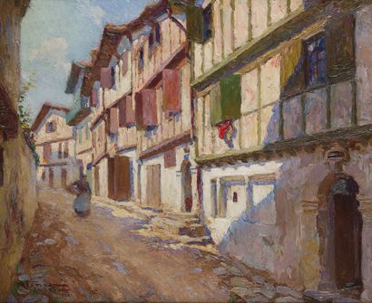  Charles ATAMIAN (1872-1947) 
"Ciboure, la rue de l'Escalier" 
Huile sur toile, signée...