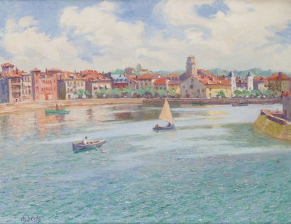  Charles COLIN (1863-1950) 
"Le port de Saint-Jean-de-Luz" 
Huile sur toile marouflée...