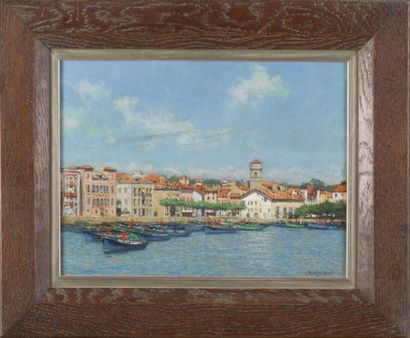  Georges MASSON (1875-1949) 
"Le port de Saint-Jean-de-Luz" 
Huile sur panneau, signé...
