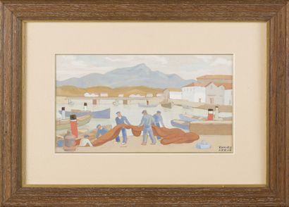 null Ramiro ARRUE (1892-1971)

The fishermen and their nets in Ciboure

Gouache,...